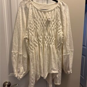 Free People white babydoll topTextured Blouse